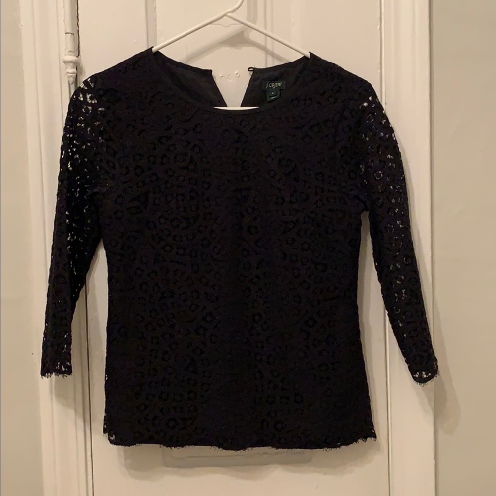Nearly new gorgeous black lace blouse J. Crew sz 0